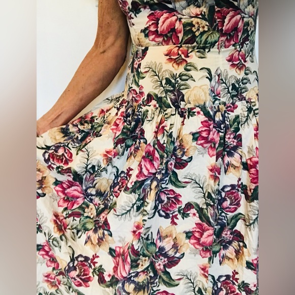 Vintage Midi Floral Cotton Dress by Albi-Ettes Size 11/12 - Picture 4 of 17
